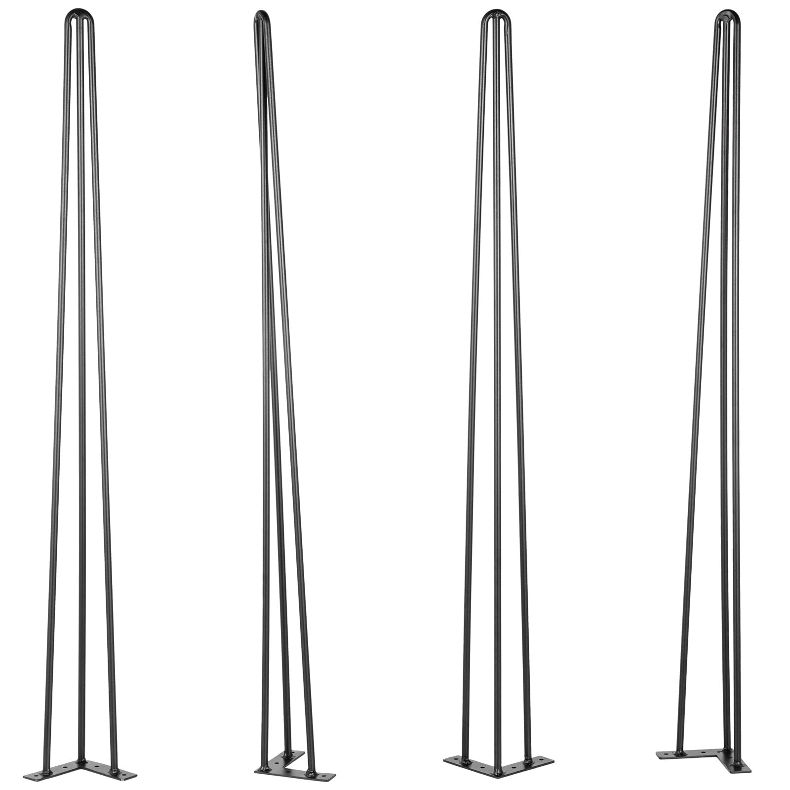 KFFKFF 40 inch Hairpin Table Legs Black Set of 4 Desk Legs Each 100lbs Capacity Hairpin Desk Legs 3 Rods for Bench Desk Dining End Table Chairs DIY Table Legs Heavy Duty Carbon Steel Furniture Legs