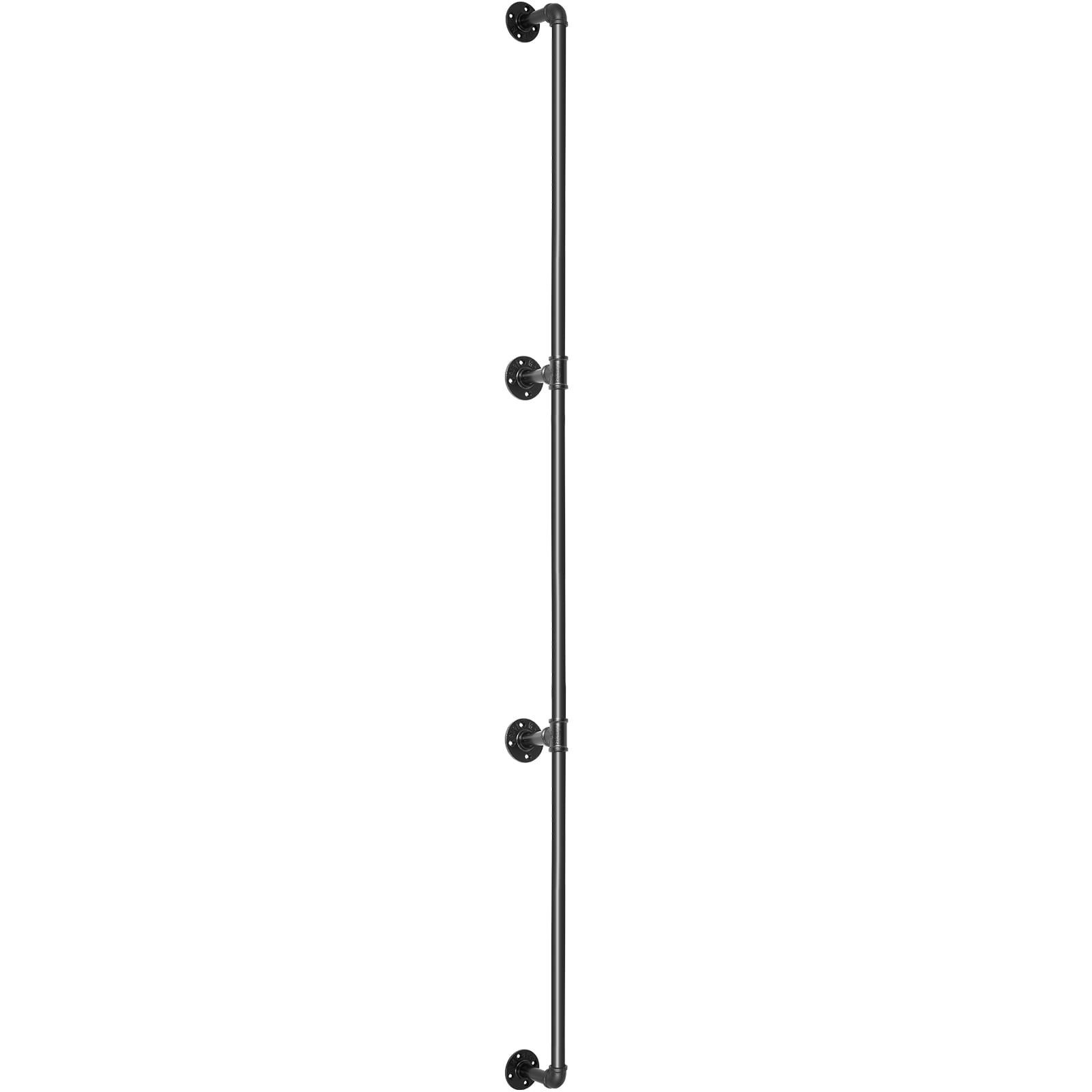 KFFKFF 440LBS Load Capacity Carbon Steel Pipe Handrail, Pipe Stair Handrail, 10FT Staircase Handrail, Industrial Pipe Handrail with Wall Mount Support, Round Corner Wall Handrailing
