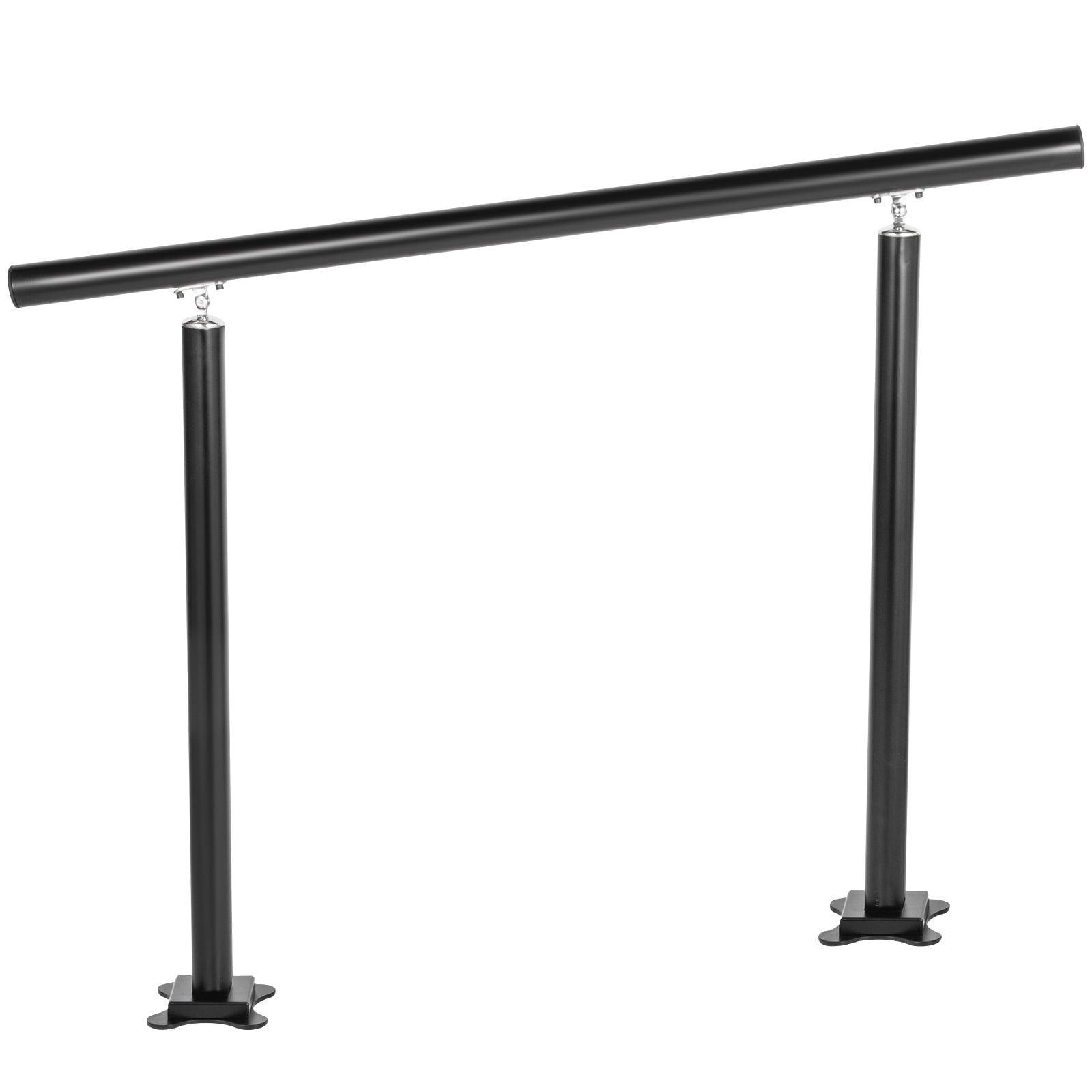 KFFKFF Aluminum Stair Railing Kit 4ft Length 2/3 Steps Black Handrail Flexible Outdoor Deck Hand Rail