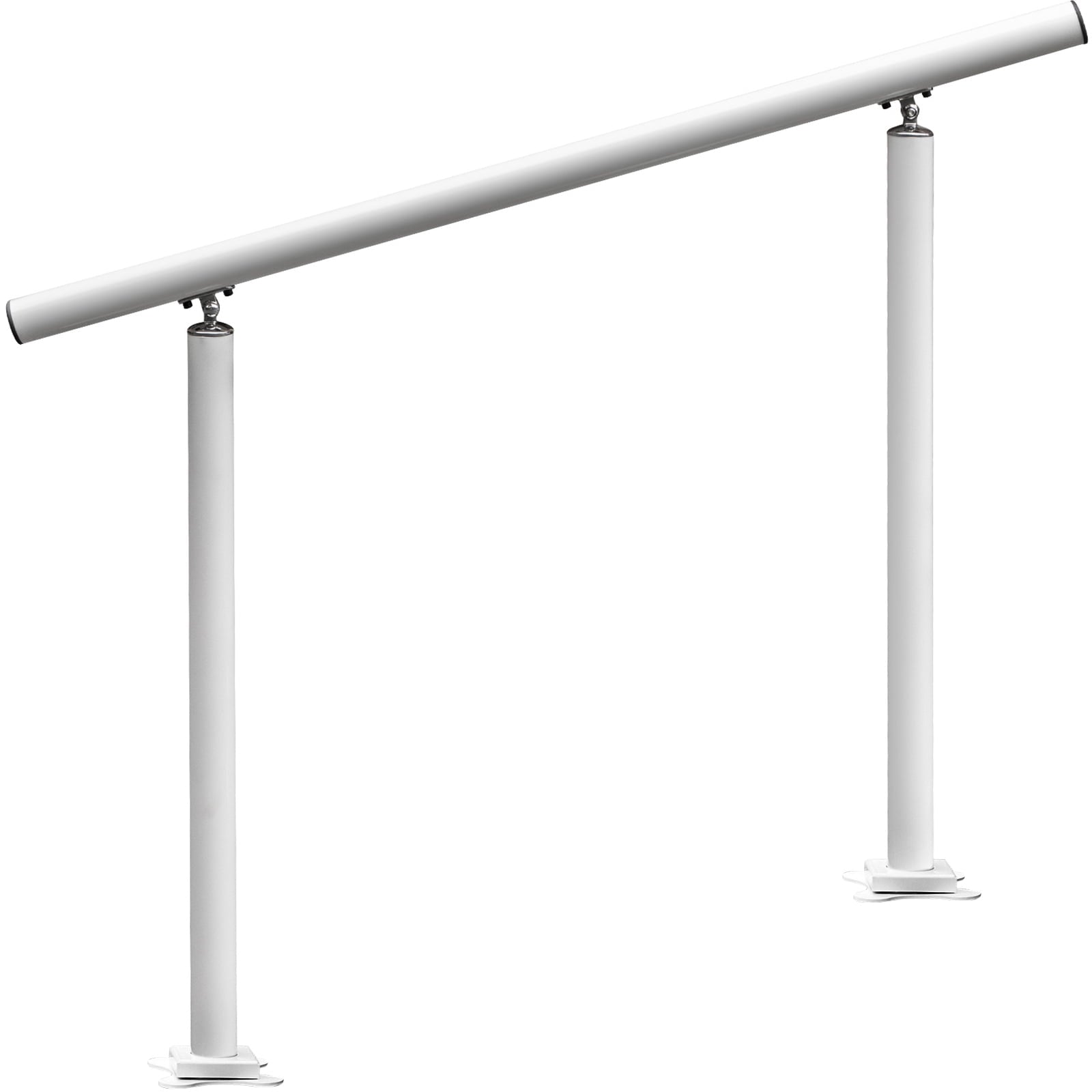 KFFKFF Aluminum Stair Railing Kit 4ft Length 2/3 Steps White Handrail Flexible Outdoor Deck Hand Rail