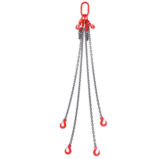 SKYSHALO Chain Sling, 11000 lbs Load Limit, 5/16'' x 5' G80 Grade, Equipped with Grab Hooks, Complies with DOT Standards, Durable Manganese Steel with Black Coating, Length Adjustable