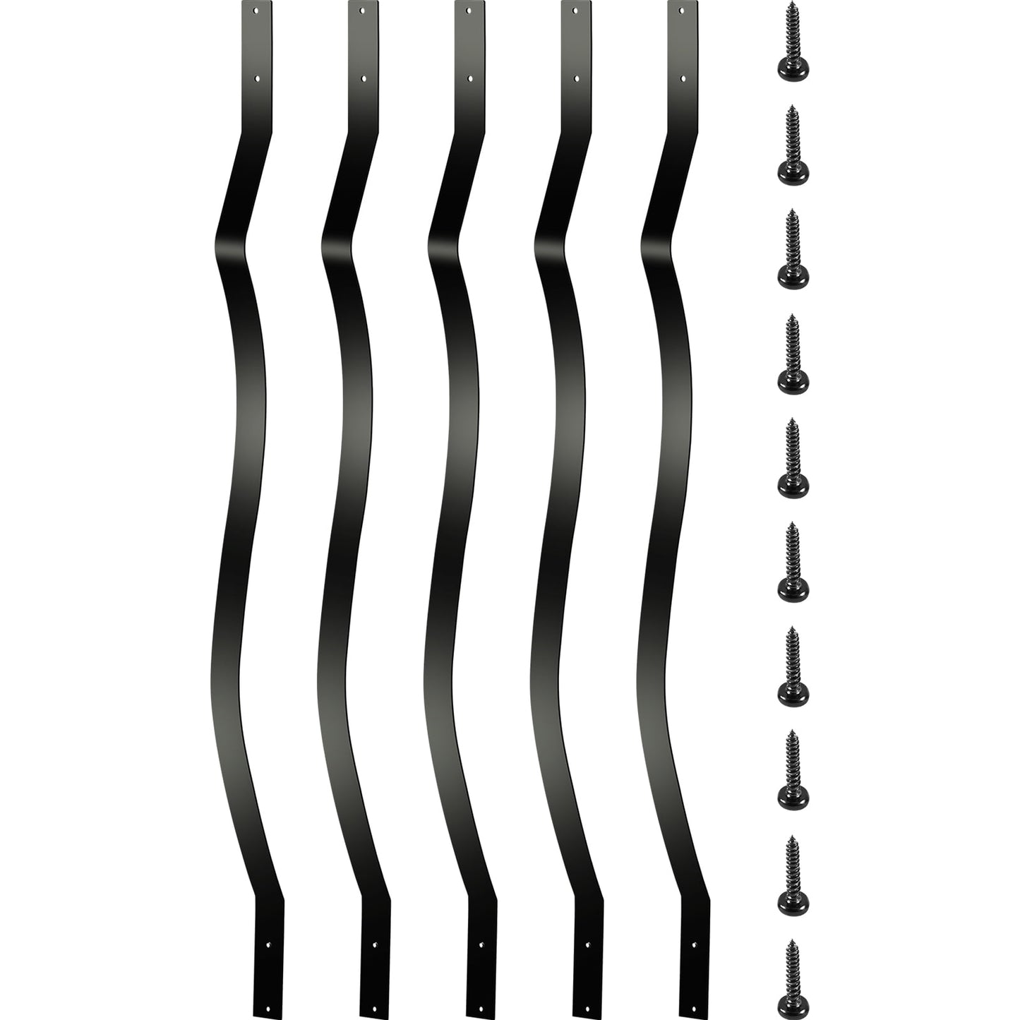 KFFKFF Deck Balusters, 26 Pack Metal Deck Spindles, 32.25"x1" Staircase Baluster with Screws, Aluminum Alloy Deck Railing for Wood and Composite Deck, Wave Arc Baluster for Outdoor Stair Deck Porch