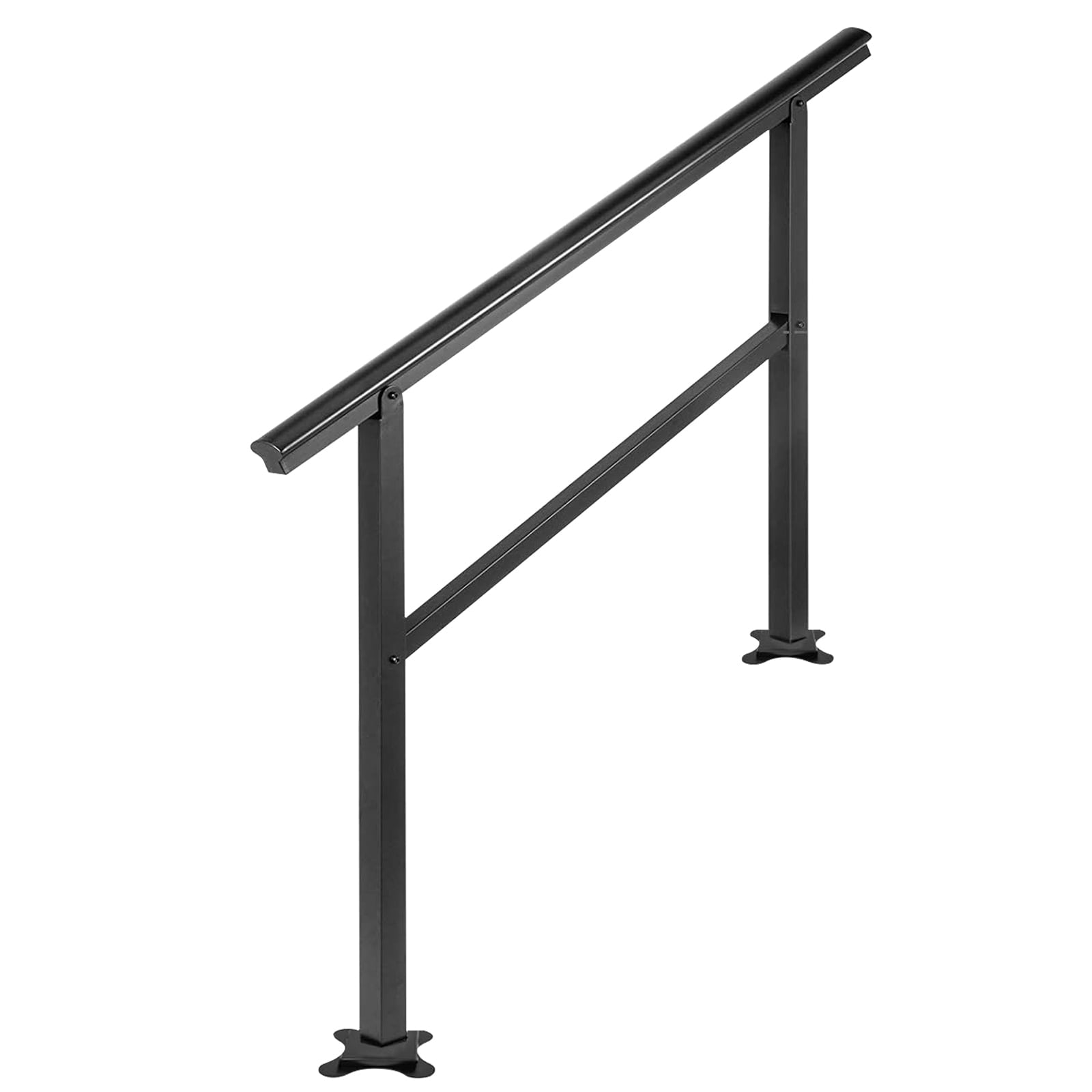 SKYSHALO Outdoor Handrail Aluminum Stair Handrail 48" x 35.5" Outdoor Stair Railing Transitional Range from 0 to 50 Staircase Handrail Fits 2-3 Steps