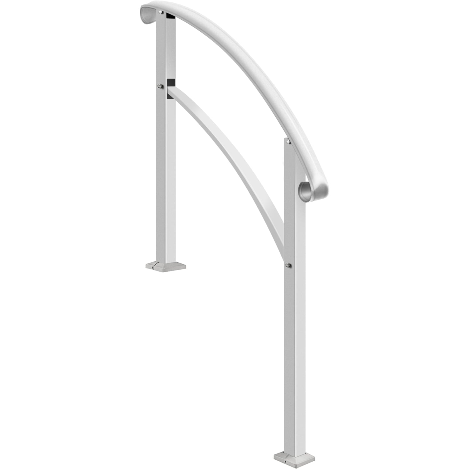KFFKFF Outdoor Handrails, Suitable for 1 to 4 Steps, White Iron Stair Railing, Adaptable Porch Rail, Versatile Handrails for Cement or Wood Stairs