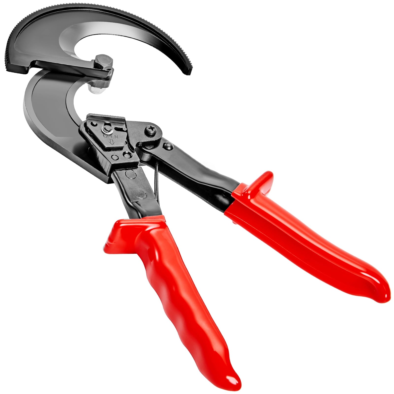 KFFKFF Ratcheting Cable Cutter, 11" Ratchet Wire and Cable Cutter, Cut up to 400 mm??, with Comfortable Grip Handles, Easy to Use Quick-Release Lever, Silicon-Manganese Spring Steel Blade