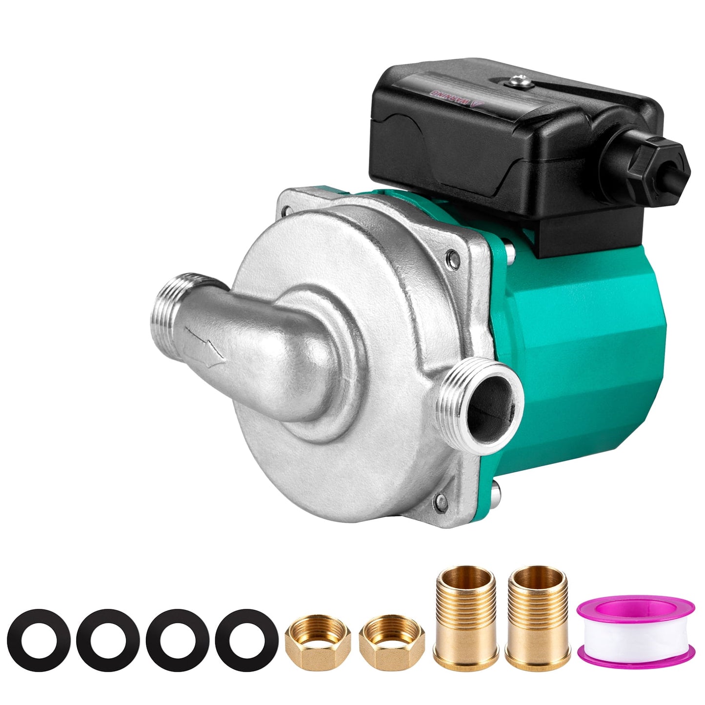 KFFKFF Recirculating Pump 93W 110V 3-Speed Control Stainless Steel Pump Head Automatic Start NPT 3/4" Water Circulator