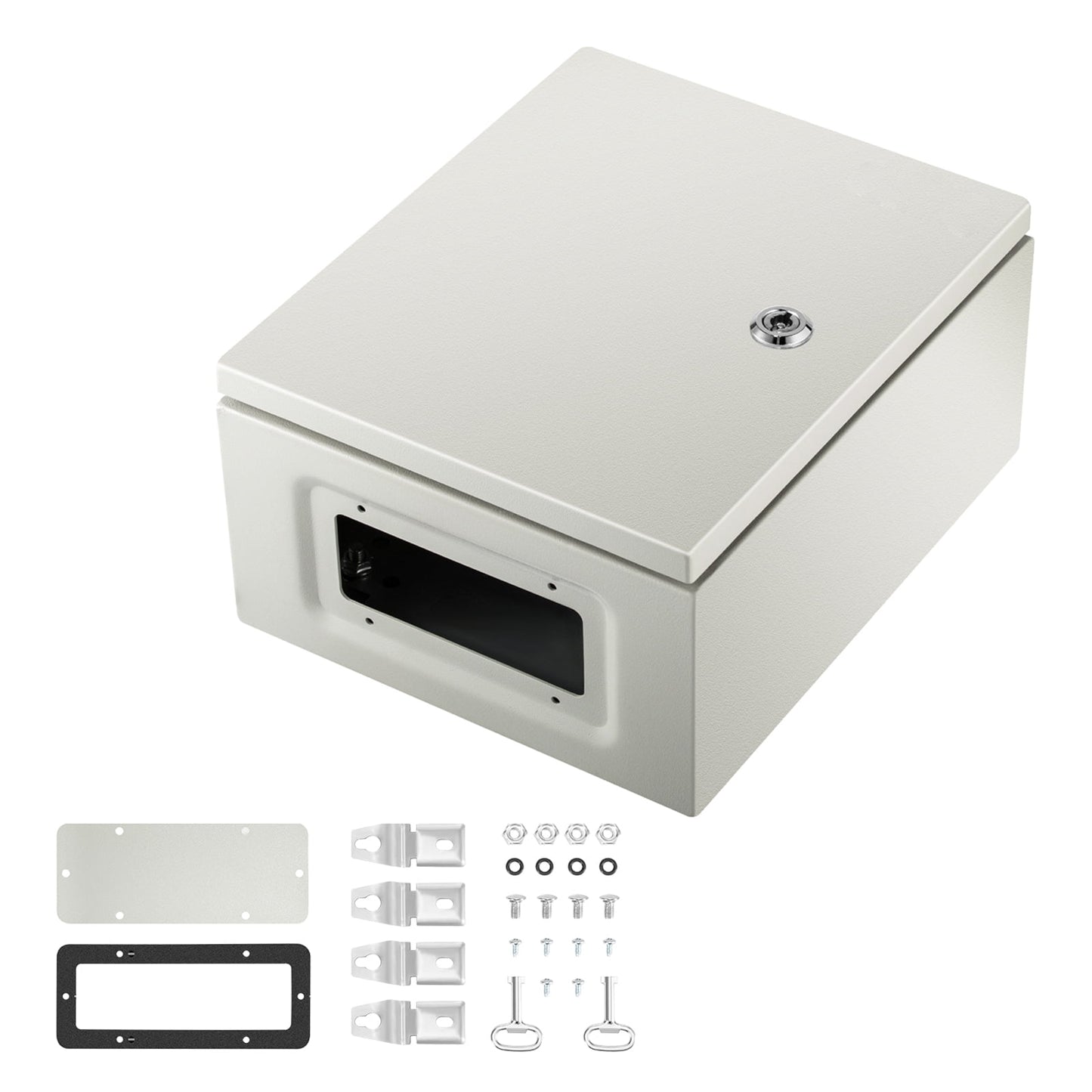 SKYSHALO Steel Electrical Box 12â€ x 10â€ x 6â€, Carbon Steel Hinged Junction Box, IP65 Weatherproof Metal Box Wall-Mounted Electronic Equipment Enclosure Box with Mounting Plate