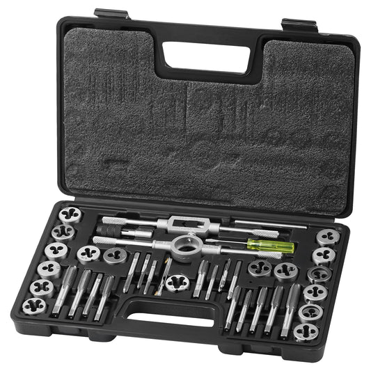 SKYSHALO Tap and Die Set 40Pcs Metric Size M3 to M12 Bearing Steel Threading Tool