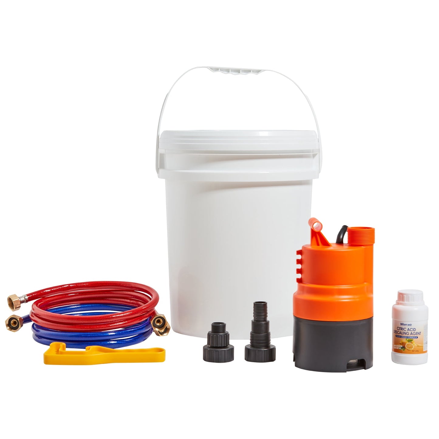 KFFKFF Water Heater Flush Tankless Kit with Pump and 5 Gallon Bucket and Descaling