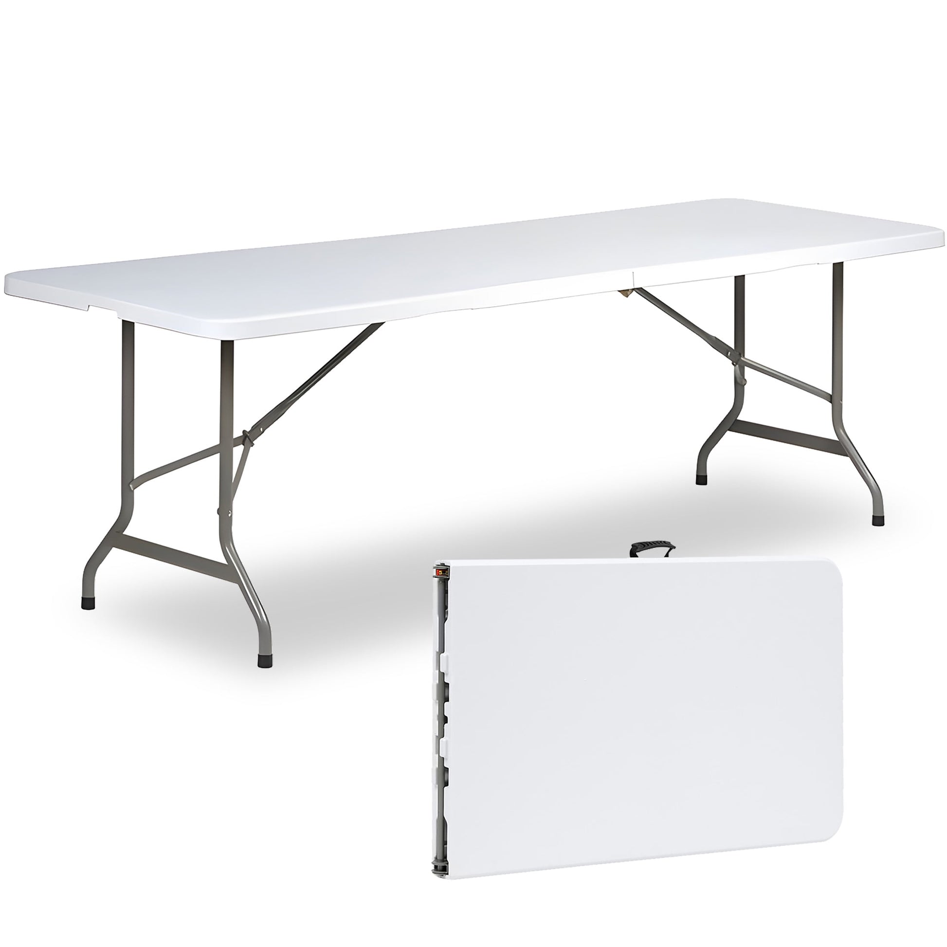 SUGIFT 8 ft Folding Table Rectangular White Folding Plastic Table