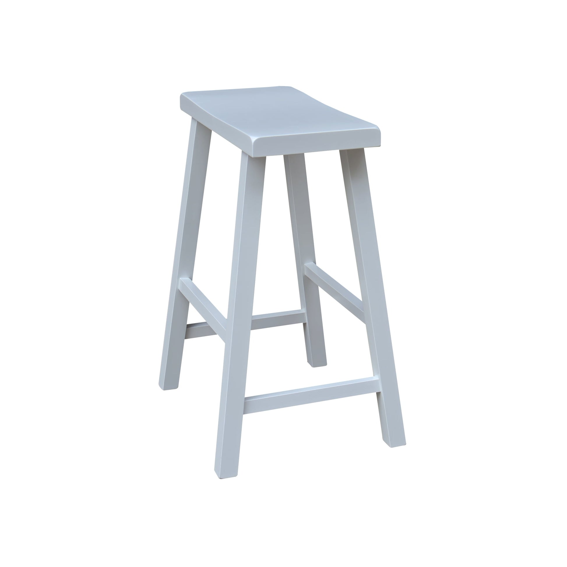 Saddle Seat Counter Height Wood Stool in White with 24 in Seat