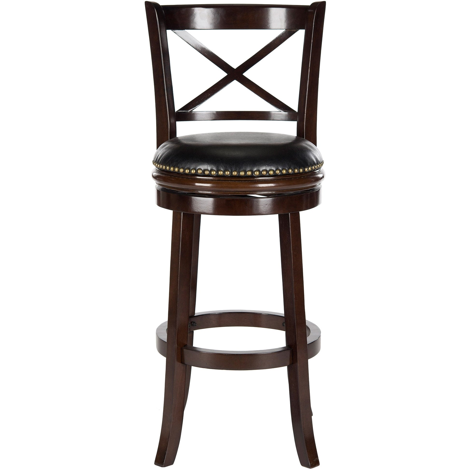 Safavieh Butler 38" Bicast Leather Bar Stool, Cappuccino/Black Seat