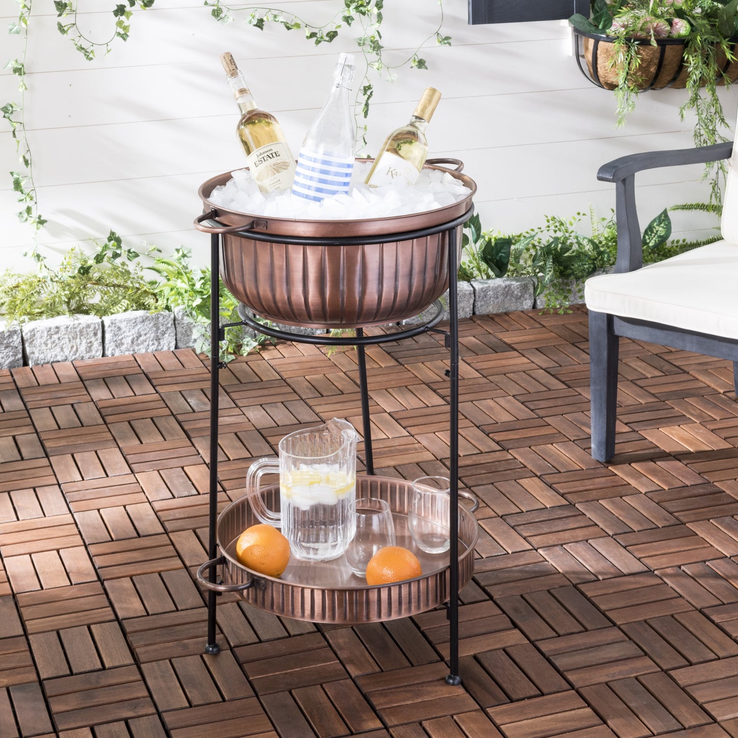 Safavieh Naka 2 Tier Outdoor Copper Beverage Tub with Stand