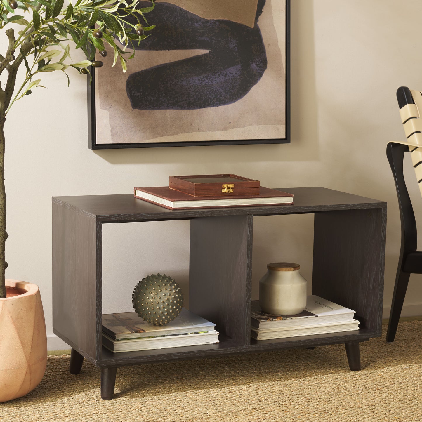 Safavieh Yona Traditional Wood Horizontal 2 Shelf End Table, Black