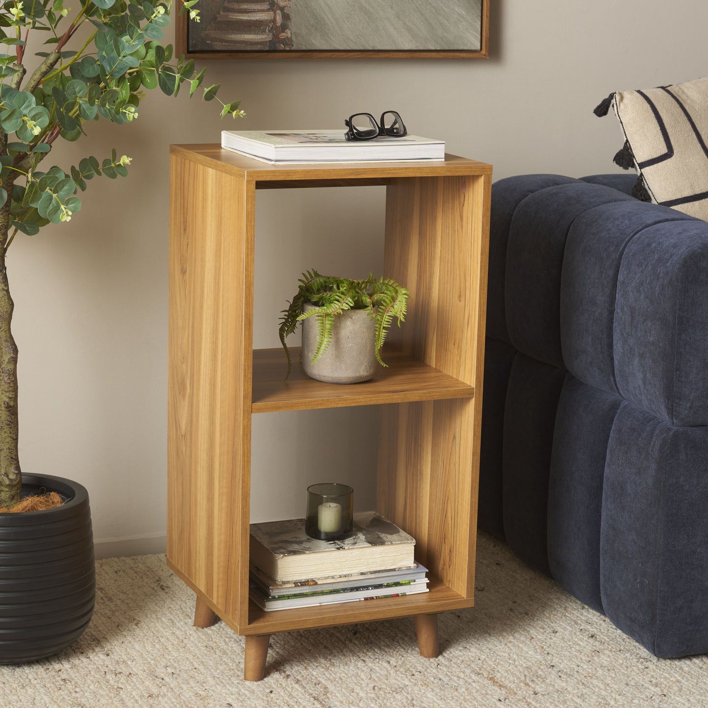 Safavieh Yona Traditional Wood Vertical 2 Shelf End Table, Brown Oak