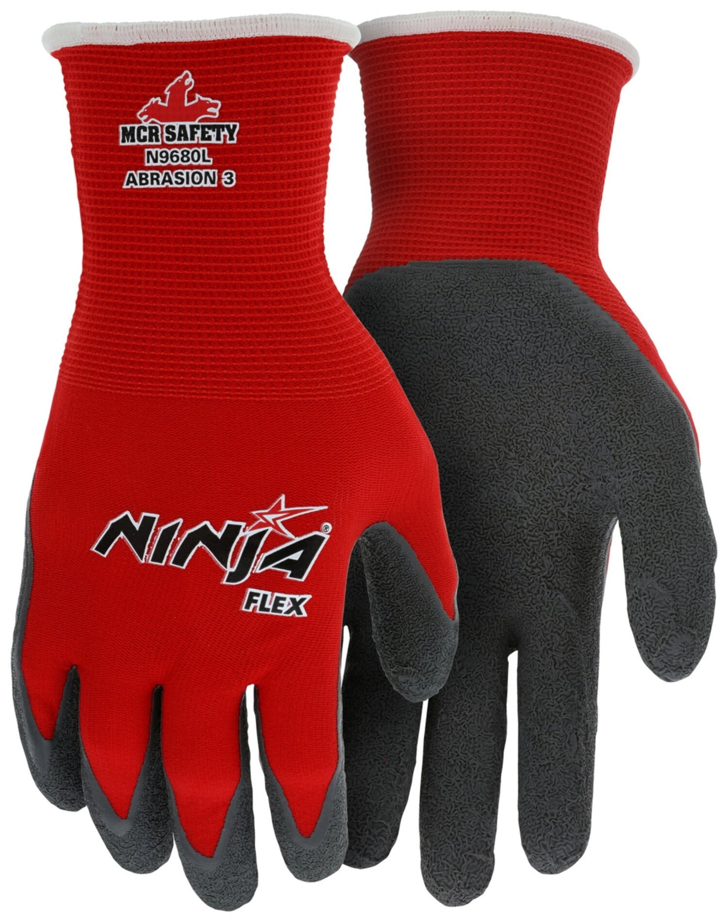 Ninja Flex N9680S 15-gauge Nylon Rubber-Latex Coated Gloves, Small, Gray/Red, 12PK