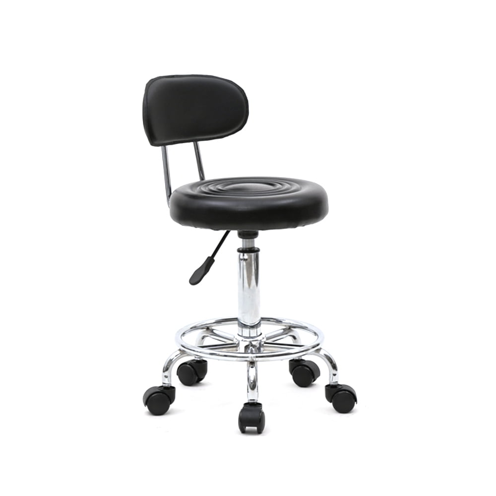 Taburete de SalÃ³n de Forma Redonda Ajustable con Respaldo y LÃ­nea, Negro