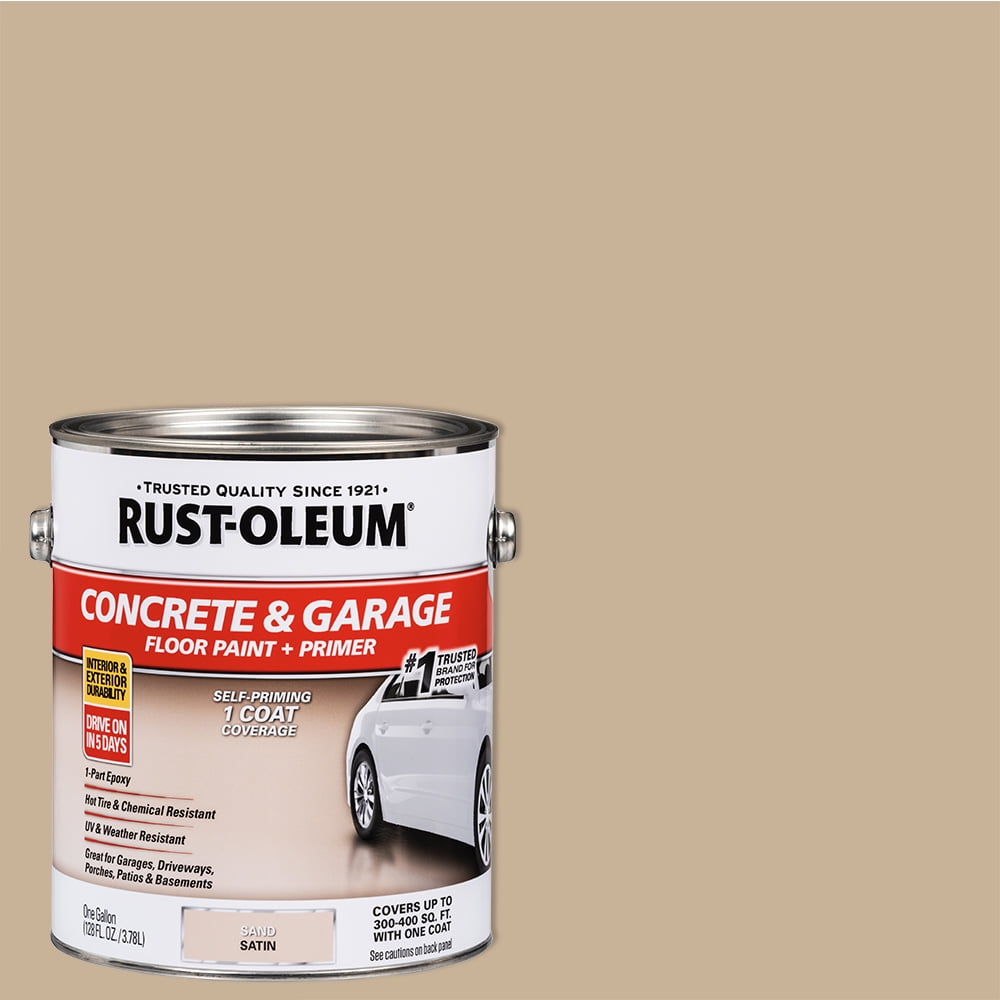 Sand, Rust-Oleum Satin Concrete and Garage Floor Paint and Primer- Gallon, 1 Pack