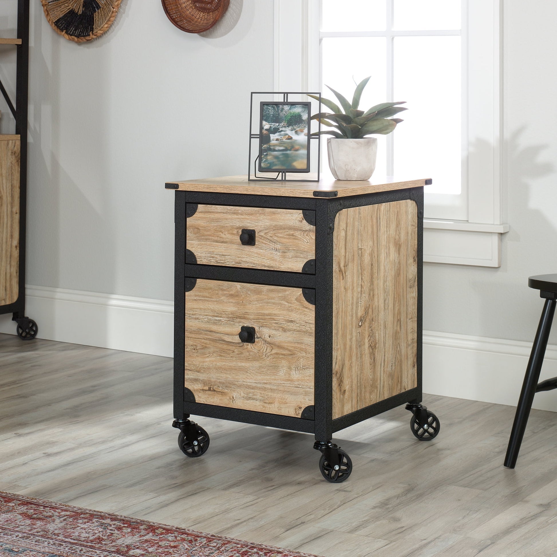 Sauder Steel River 2-Drawer Mobile File Cabinet, Milled Mesquite Finish