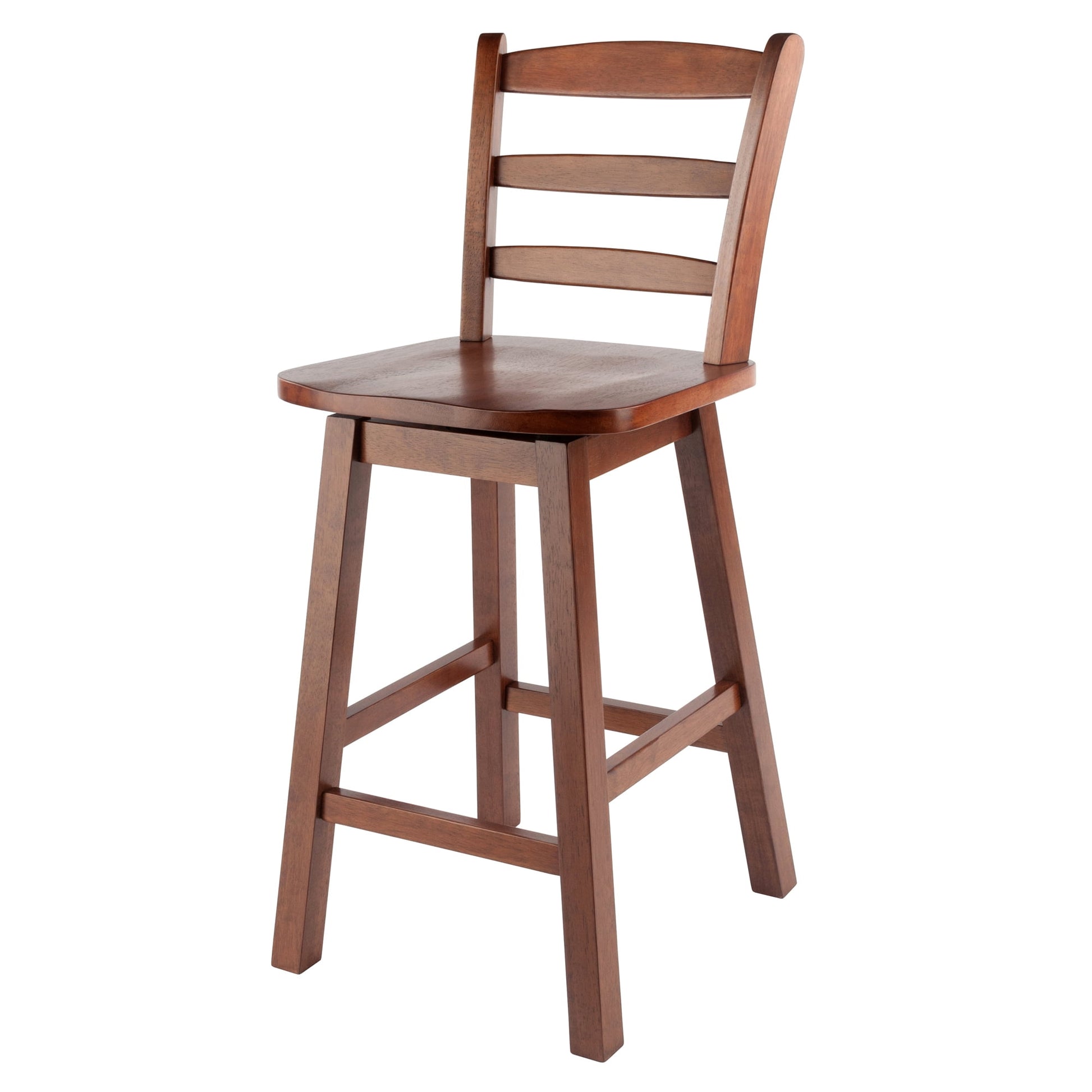 Scalera Ladder Back Swivel Seat Counter Stool, 24", Walnut Finish