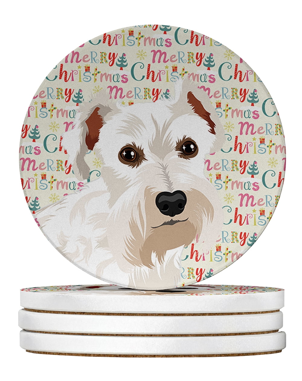 Schnauzer White #1 Christmas Large Sandstone Coasters Pack of 4 4 in x 4 in