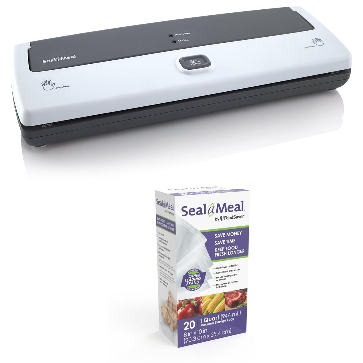 Seal-A-Meal 24-Piece Vacuum Sealer Starter Kit, Automatic Food Sealer with 24 Quart Vacuum Sealer Bags