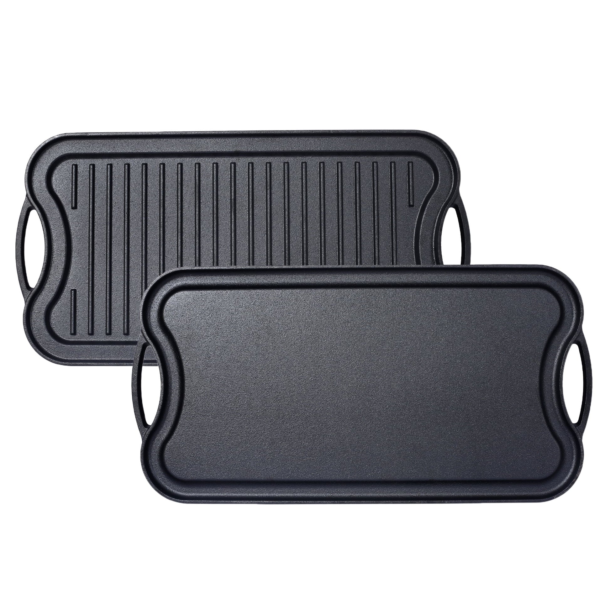 Seasoned Cast Iron Reversible Rectangular Grill/Griddle, Black,20 inch x 10inch