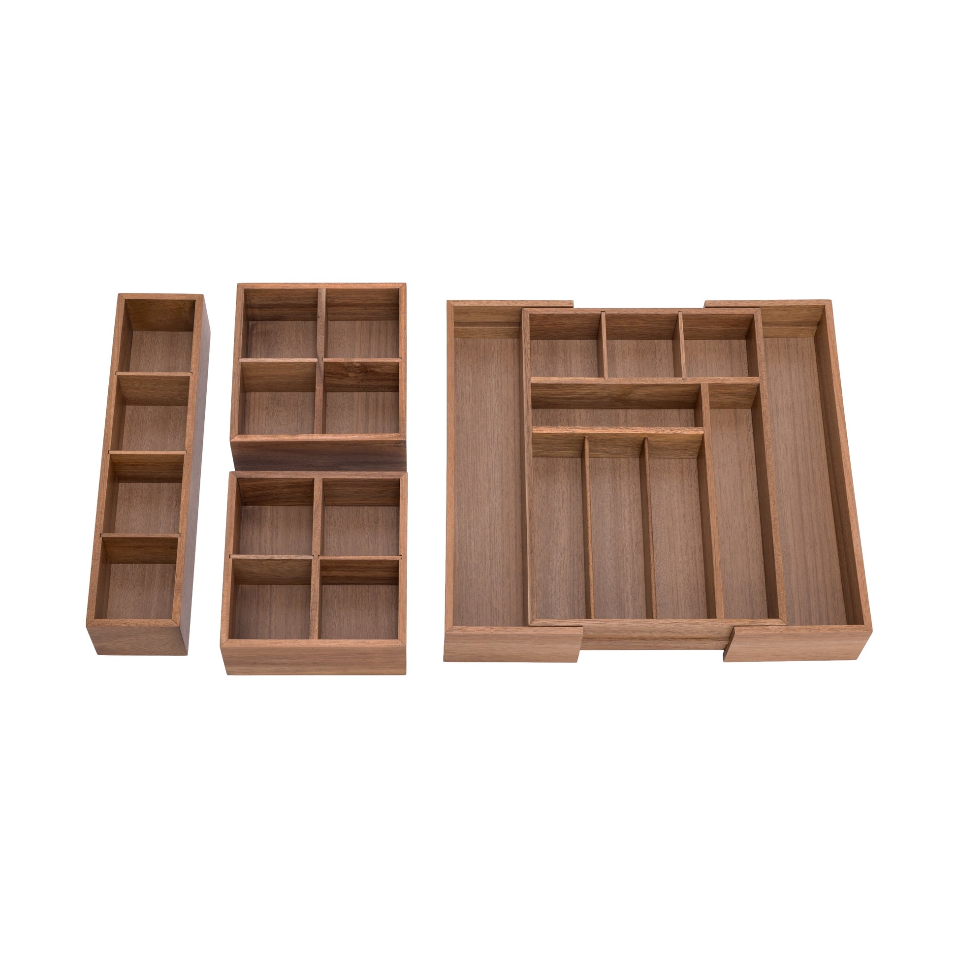 Seville Classics Acaicia Wood Premium Storage Expandable Drawer Organizer and Box Set (4 Piece)