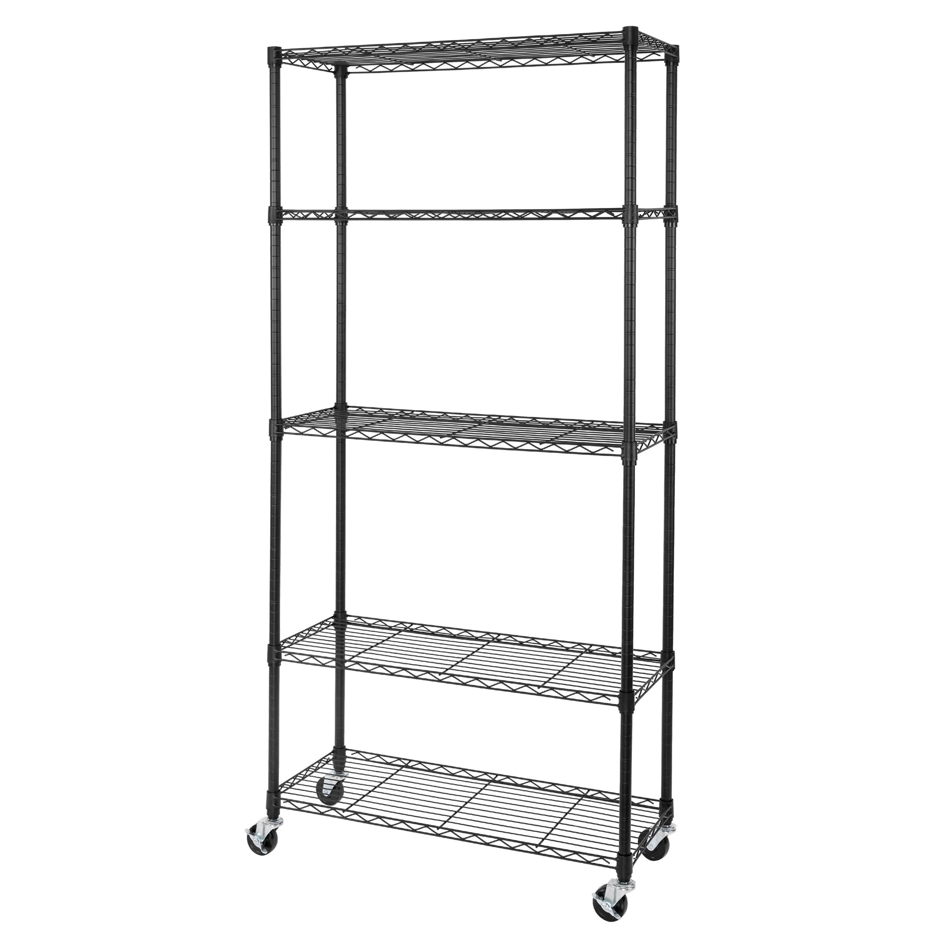 Seville Classics UltraDurableÂ® 5-Tier NSF Steel Wire Shelving, 36" W x 14" D, Black