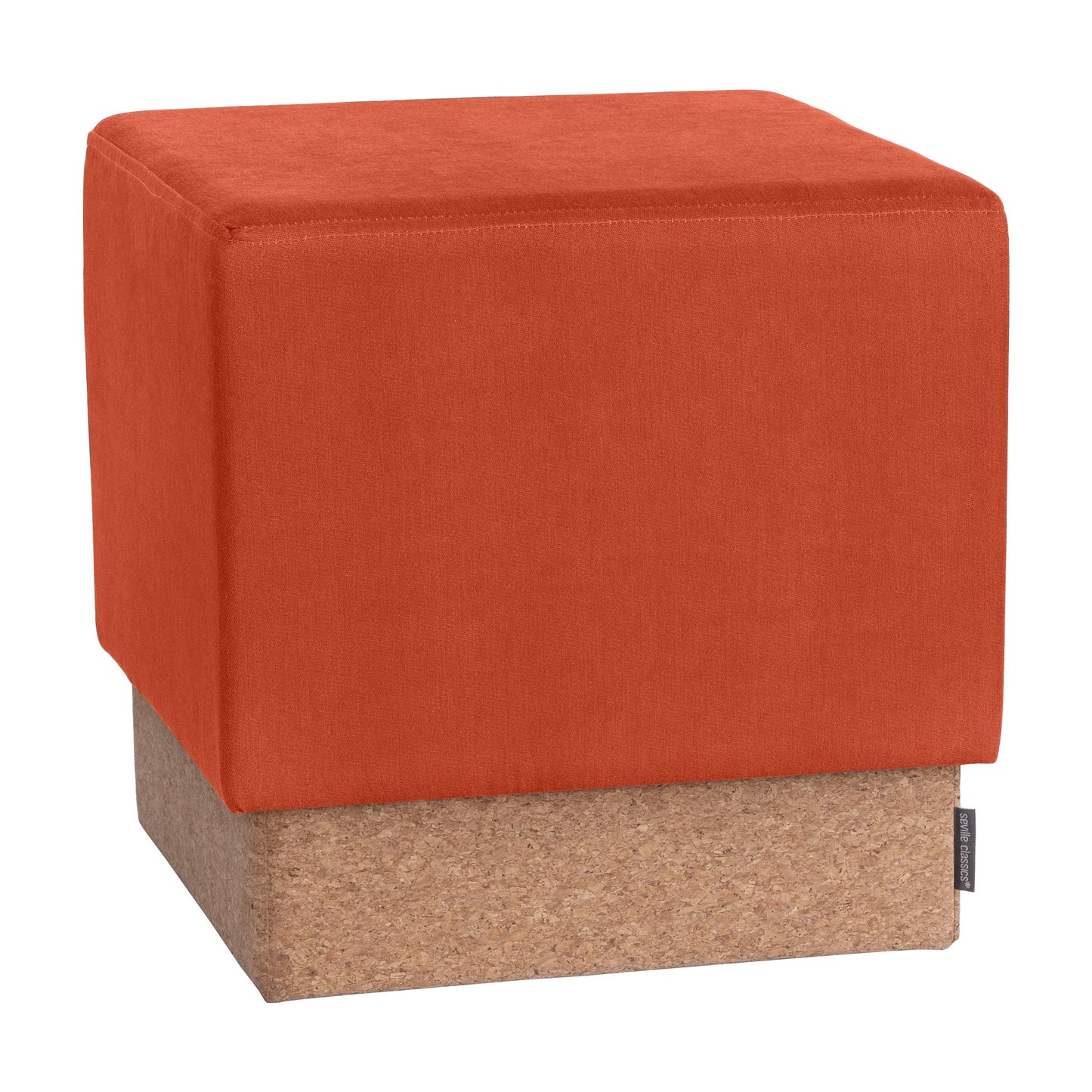 Seville Classics The Vineyard Collection Cork Storage Ottoman Cushioned Fabric, Padded Seat for Bedroom, Dorm, Loft, Living Room, Entryway, Hallway, Burnt Sienna, 15" Cube