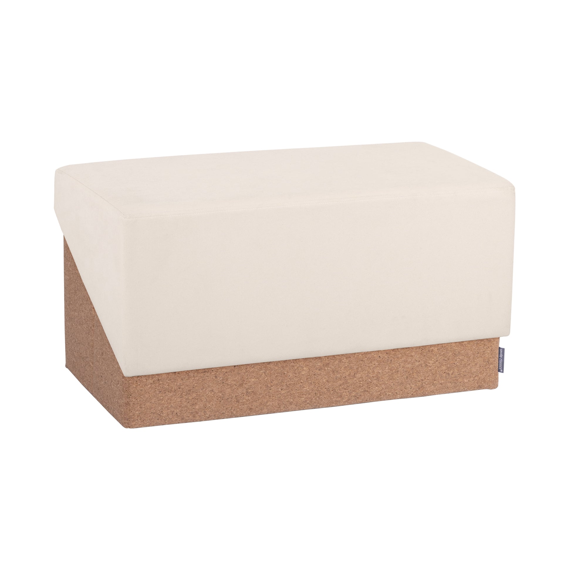 Seville Classics The Vineyard Collection Cork Storage Ottoman Cushioned Fabric, Padded Seat for Bedroom, Dorm, Loft, Living Room, Entryway, Hallway, Cream, 30" Bench
