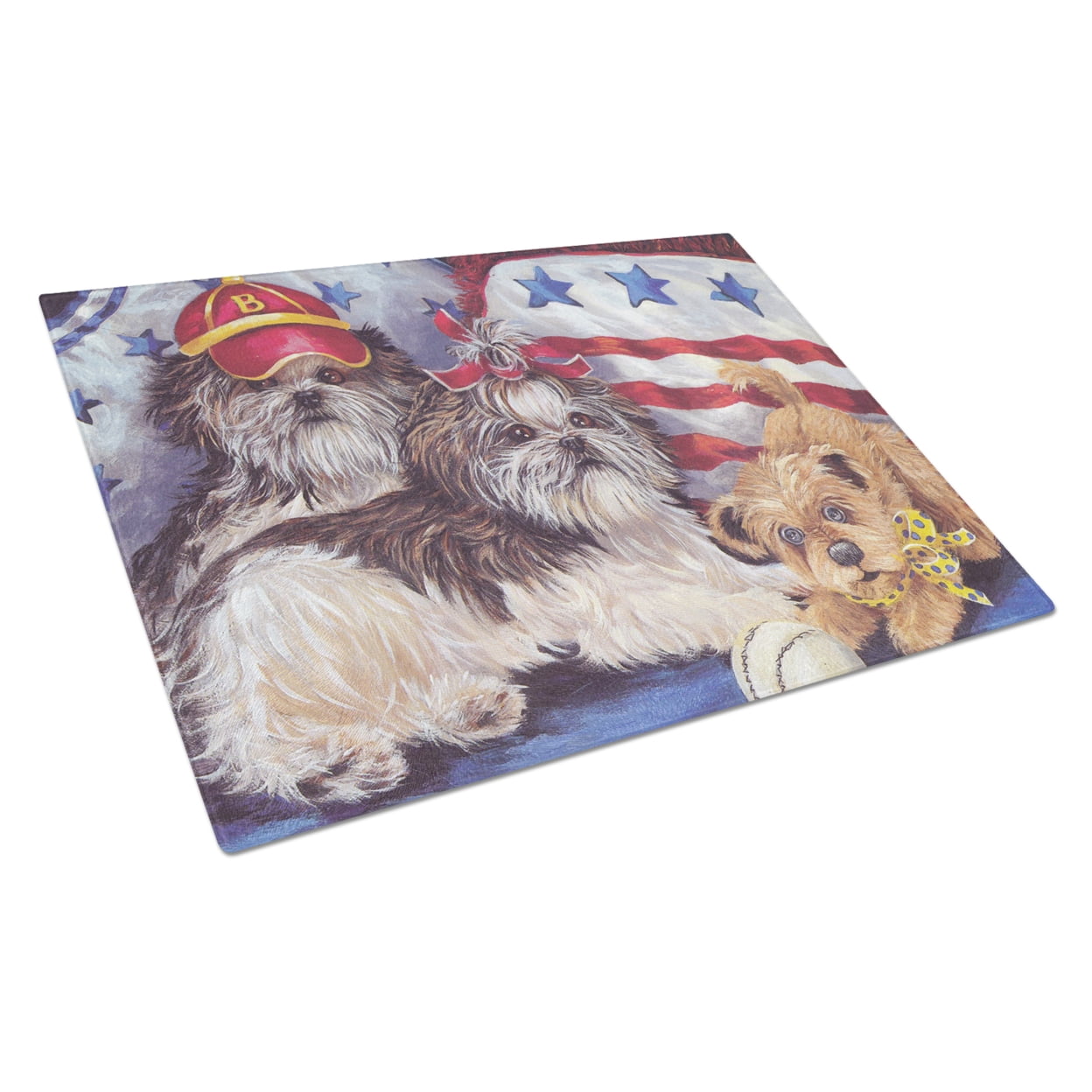 Shih Tzu Americana Sweethearts Glass Cutting Board Large PPP3273LCB