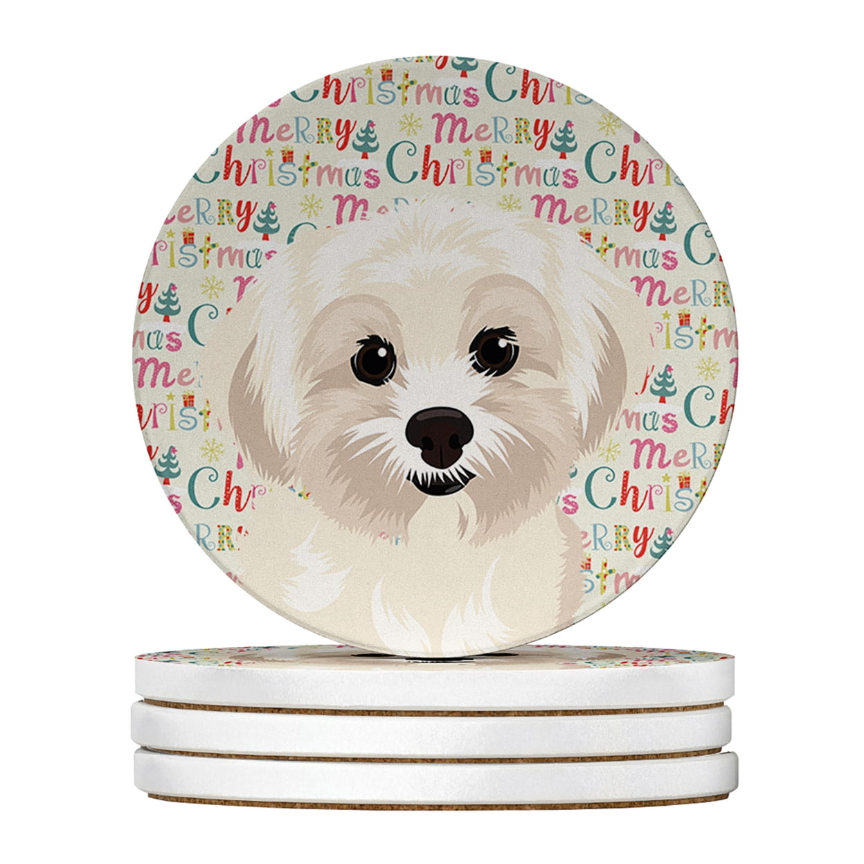 Shih-Tzu Gold #4 Christmas Large Sandstone Coasters Pack of 4 4 in x 4 in