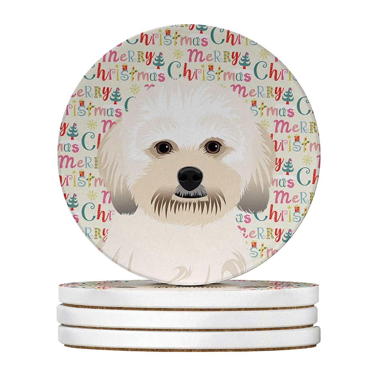 Shih-Tzu Gold #5 Christmas Large Sandstone Coasters Pack of 4 4 in x 4 in