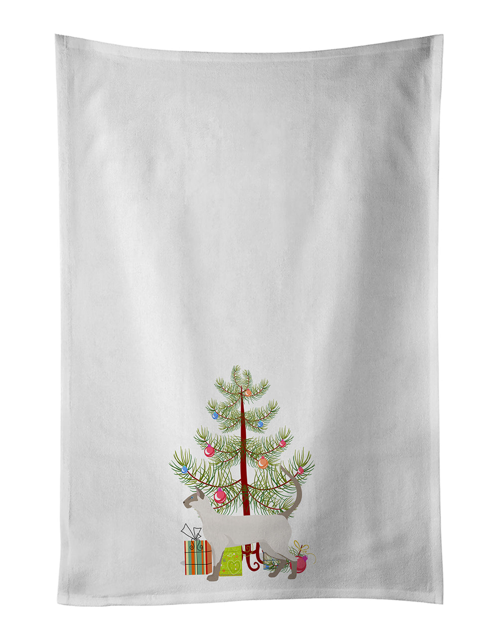 Siamese modern #1 Cat Merry Christmas White Kitchen Towel Set of 2 19 in x 28 in