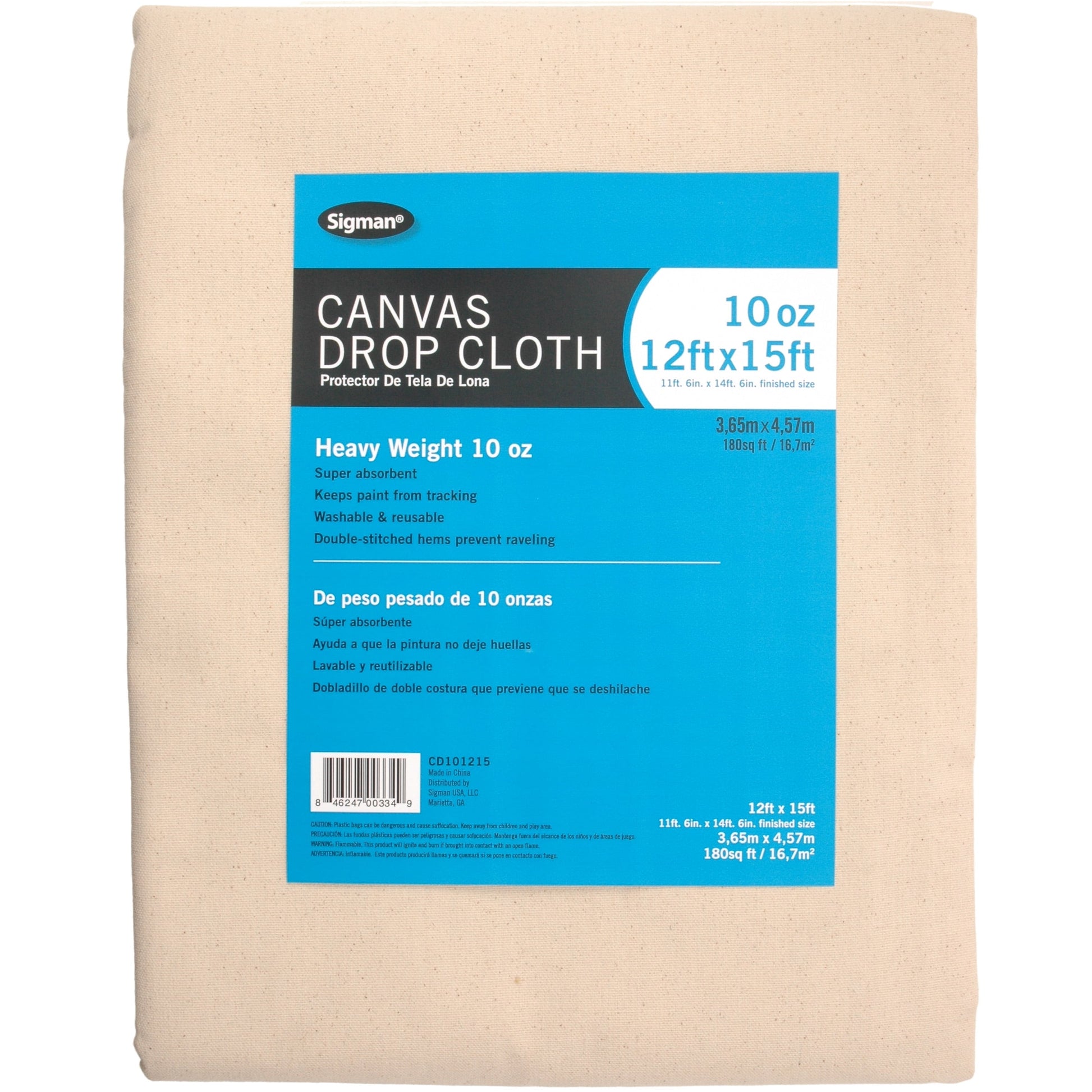 Sigman 10 oz 12' x 15' Canvas Drop Cloth