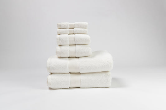 Signature 6-Piece 100% Cotton Bath Towel Set in Creme