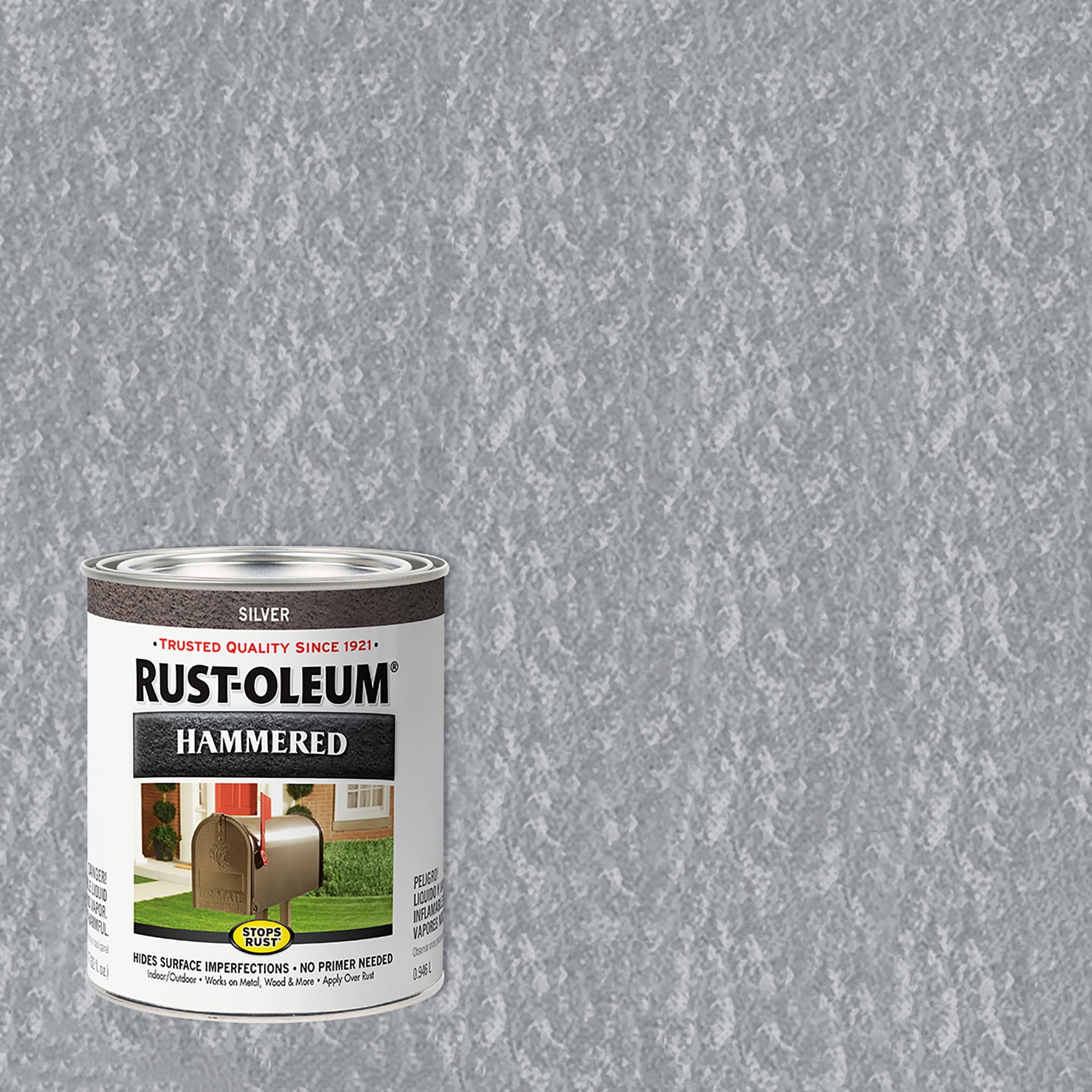 2 Pack, Silver(100 VOC), Rust-Oleum Stops Rust Hammered Paint- Quart