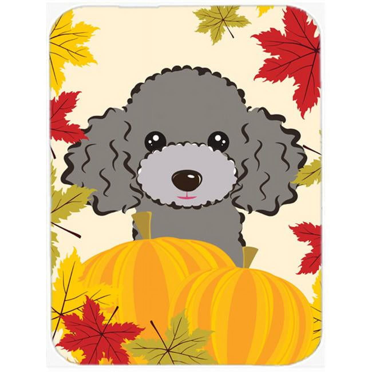 Silver Gray Poodle Thanksgiving Glass Cutting Board Large