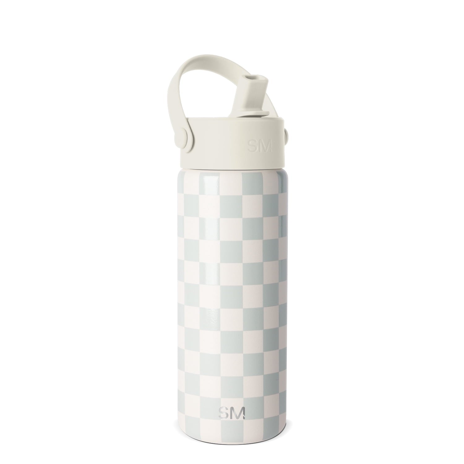 Simple Modern 18 fl oz Insulated Stainless Steel Summit Wide Mouth Water Bottle with Handle and Straw Lid | Sea Glass Sage and Cream Checkmate