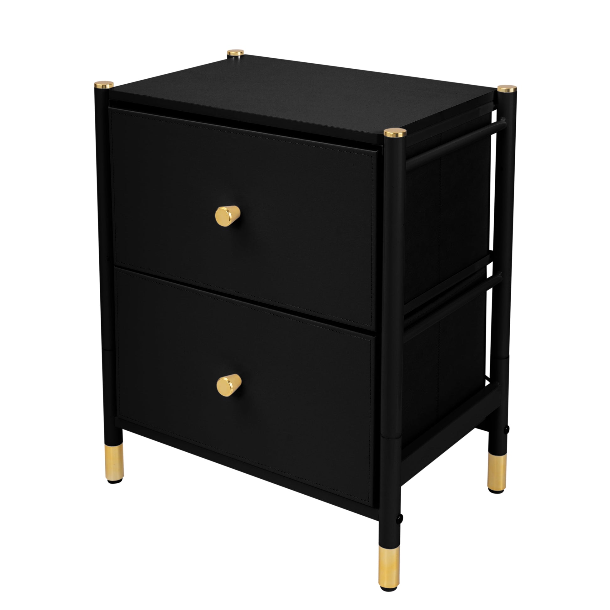 Simplify 2 Drawer Luxury Nightstand in Black