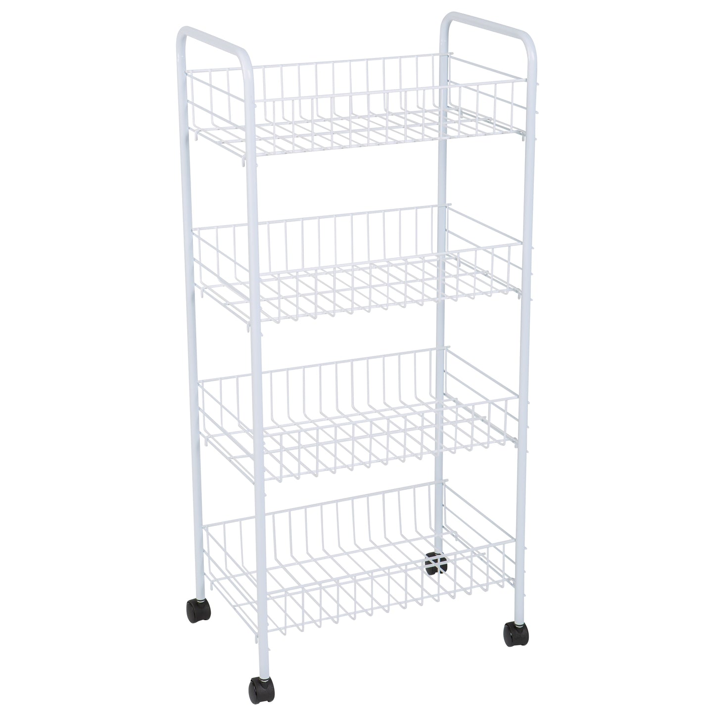 Simplify 4 Tier Rolling Storage Cart in White, 21.4" x 9.4" x 32.68"