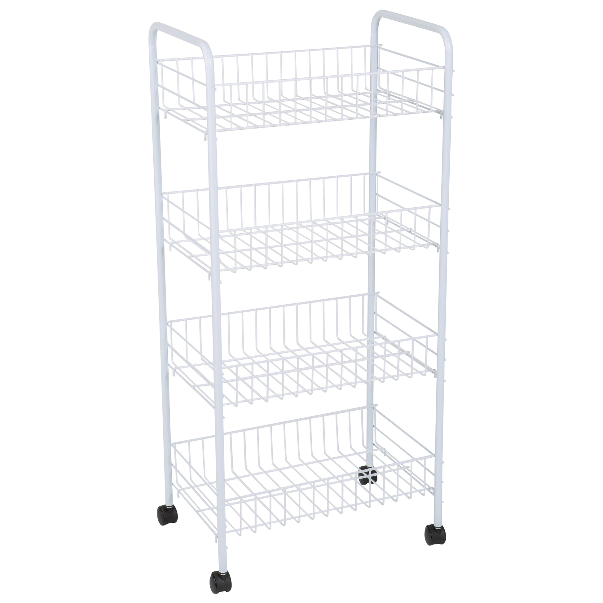 Simplify 4 Tier Rolling Storage Cart in White, 21.4" x 9.4" x 32.68"