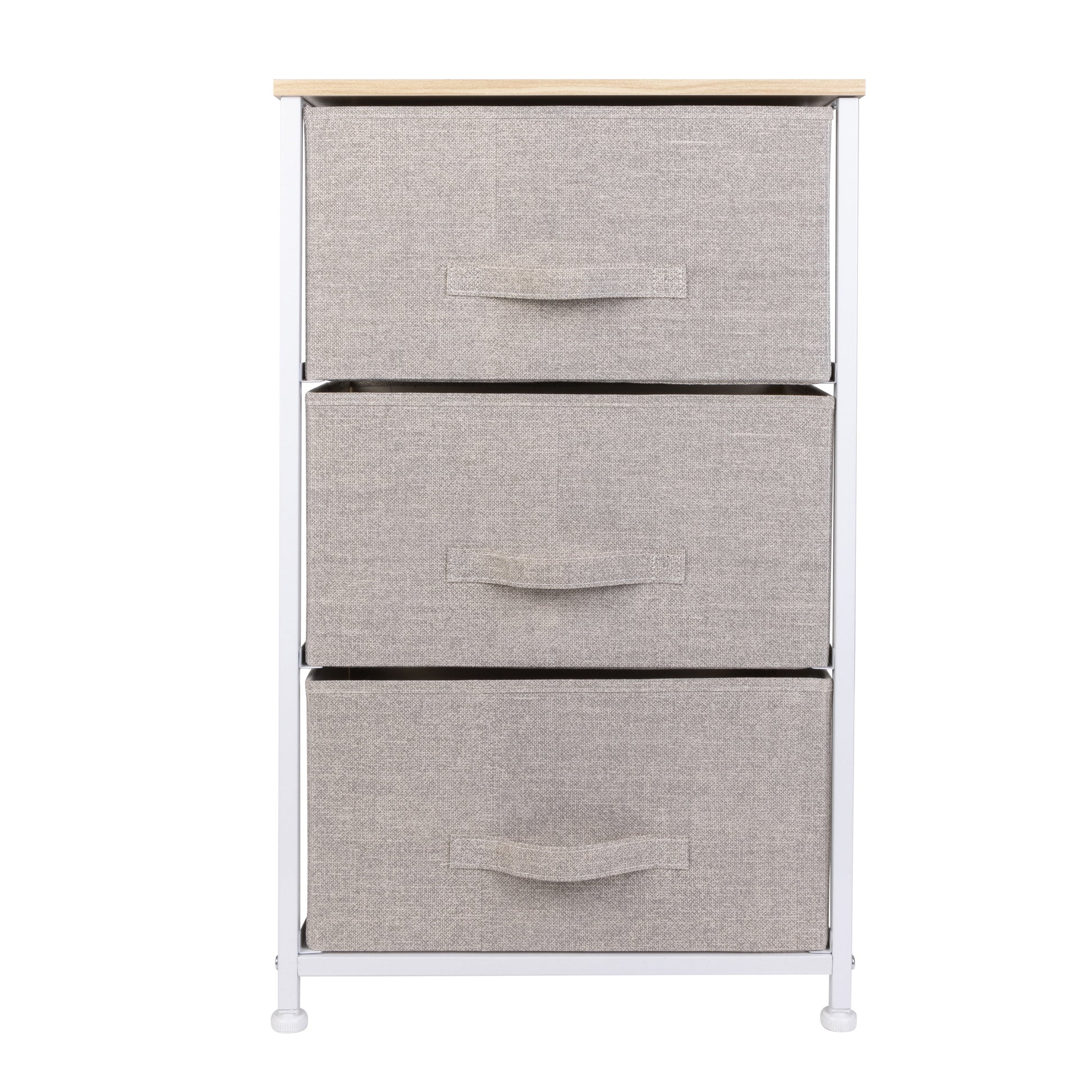 Simplify Adult 3 Drawer Nonwoven Vertical Dresser in Beige