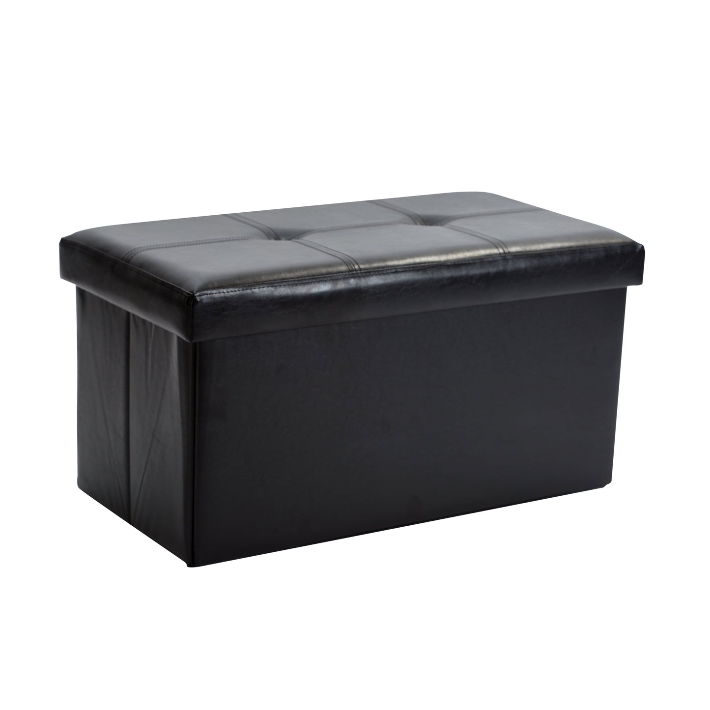 Simplify Faux Leather Double Folding Storage Ottoman in Chocolate