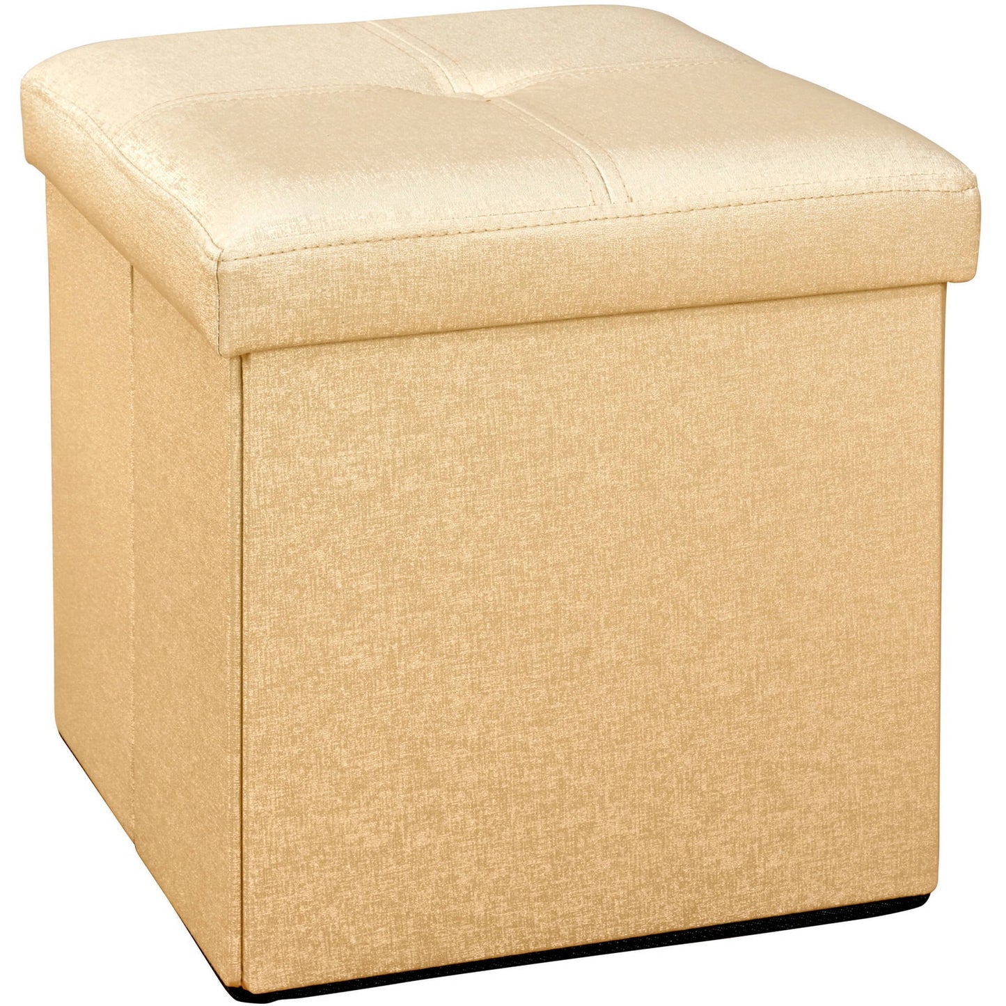 Simplify Faux Leather Folding Storage Ottoman Cube (F-0646-MET-GOLD)
