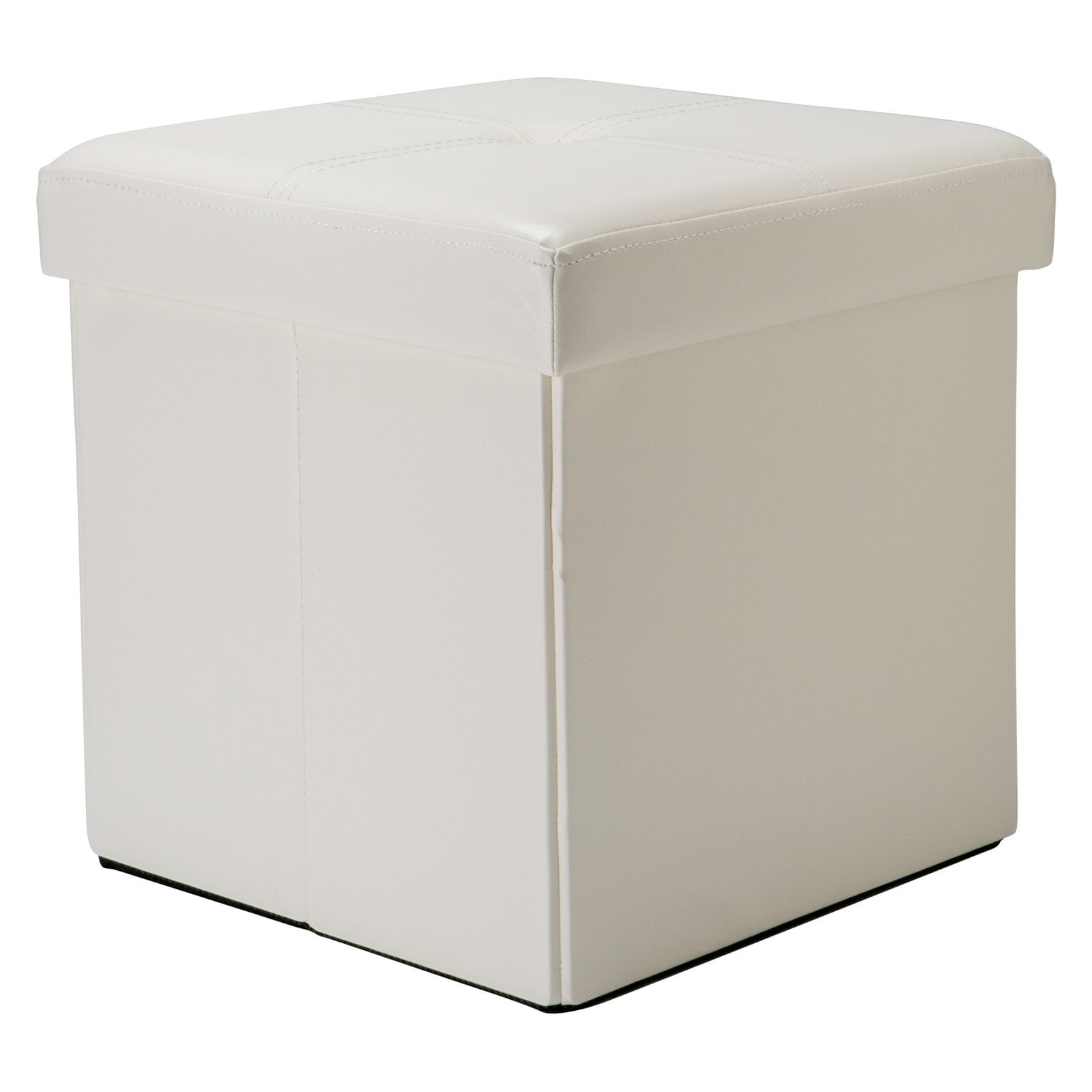 Simplify Faux Leather Folding Storage Ottoman Cube in Ivory