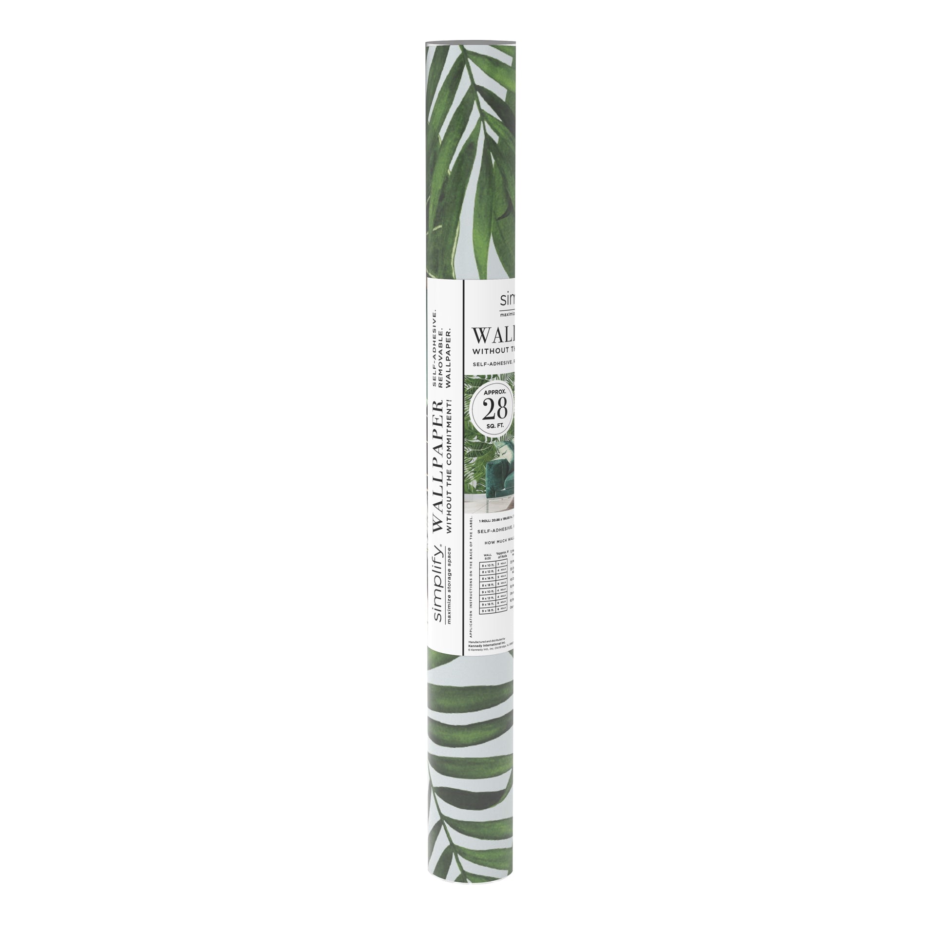 Simplify Palm Leaves Adhesive Wallpaper in Green
