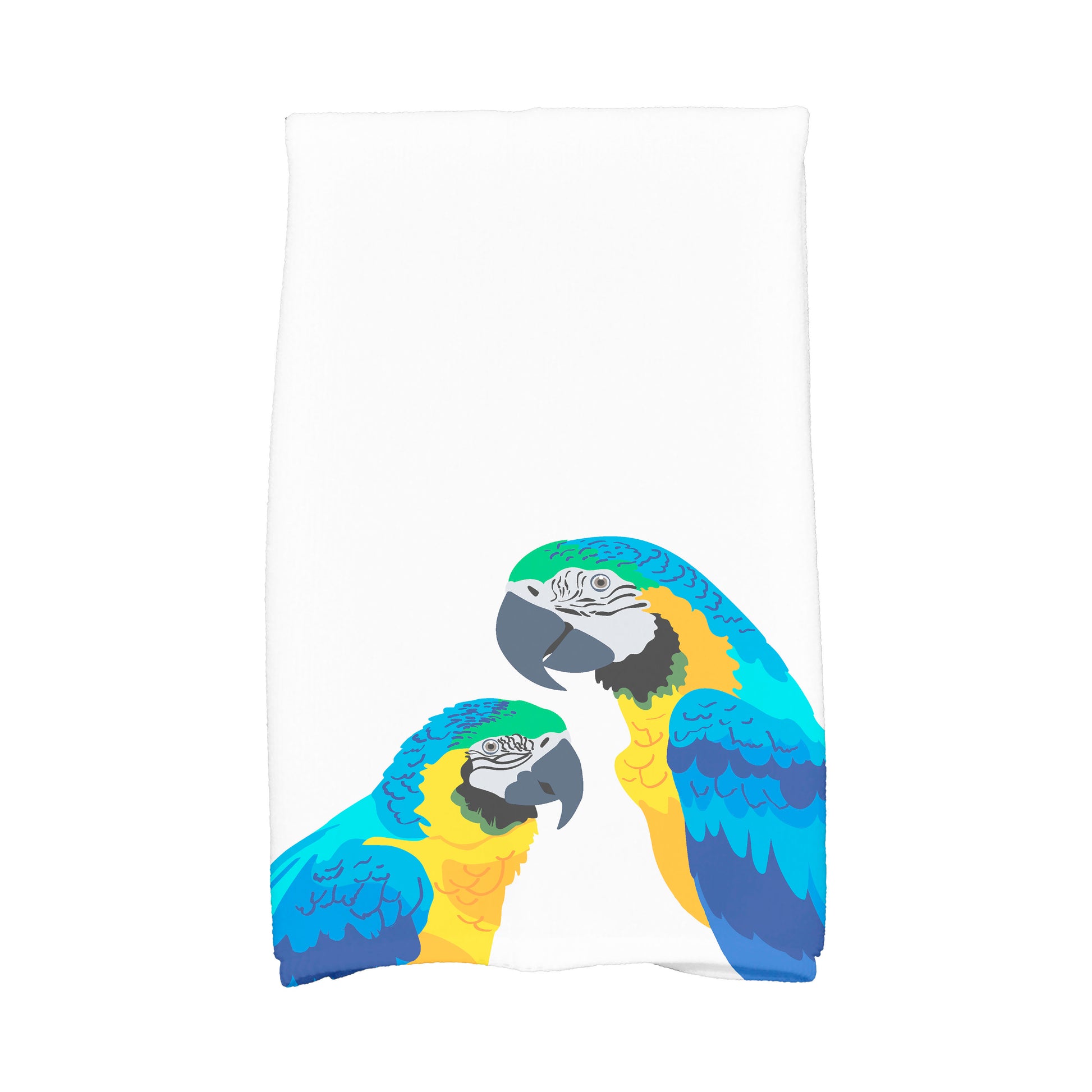 Simply Daisy, 16 x 25 Inch, Macaw Close Up, Animal Print Kitchen Towel, Mid Blue