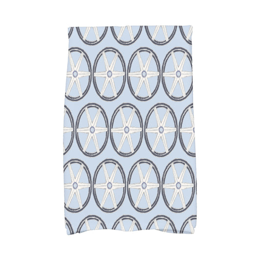 Simply Daisy, 16 x 25 Inch, Nautical Geo Lines, Geometric Print Kitchen Towel, Blue